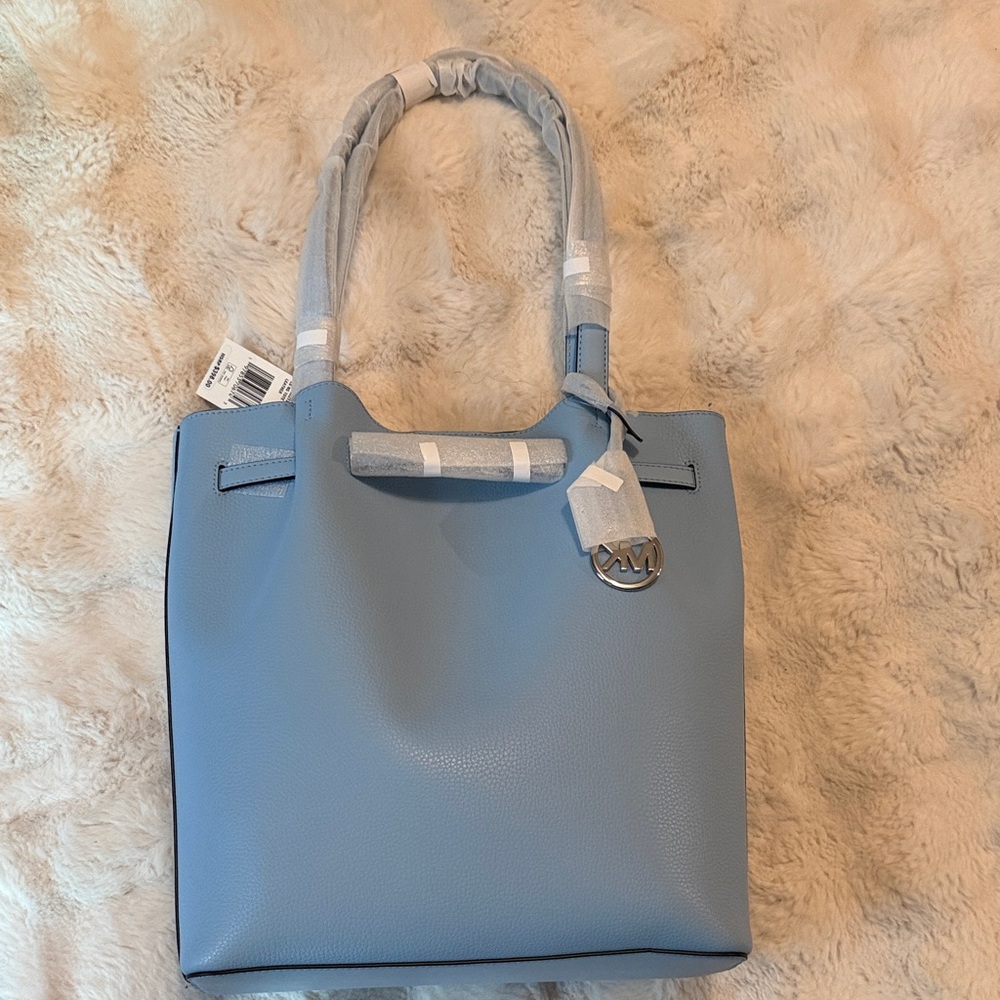 Michael Kors Light Blue Pebbled Leather Tote